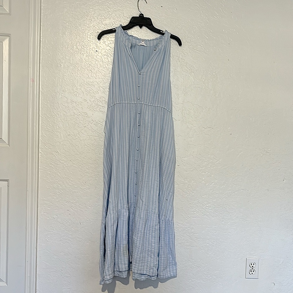 Selling a blue Easter dress from Time and Tru. It is light blue.